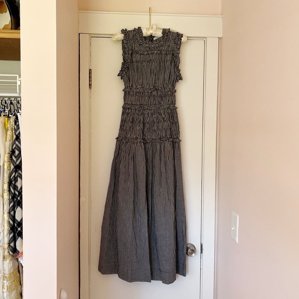 Doen Black and White Gingham Maxi Dress